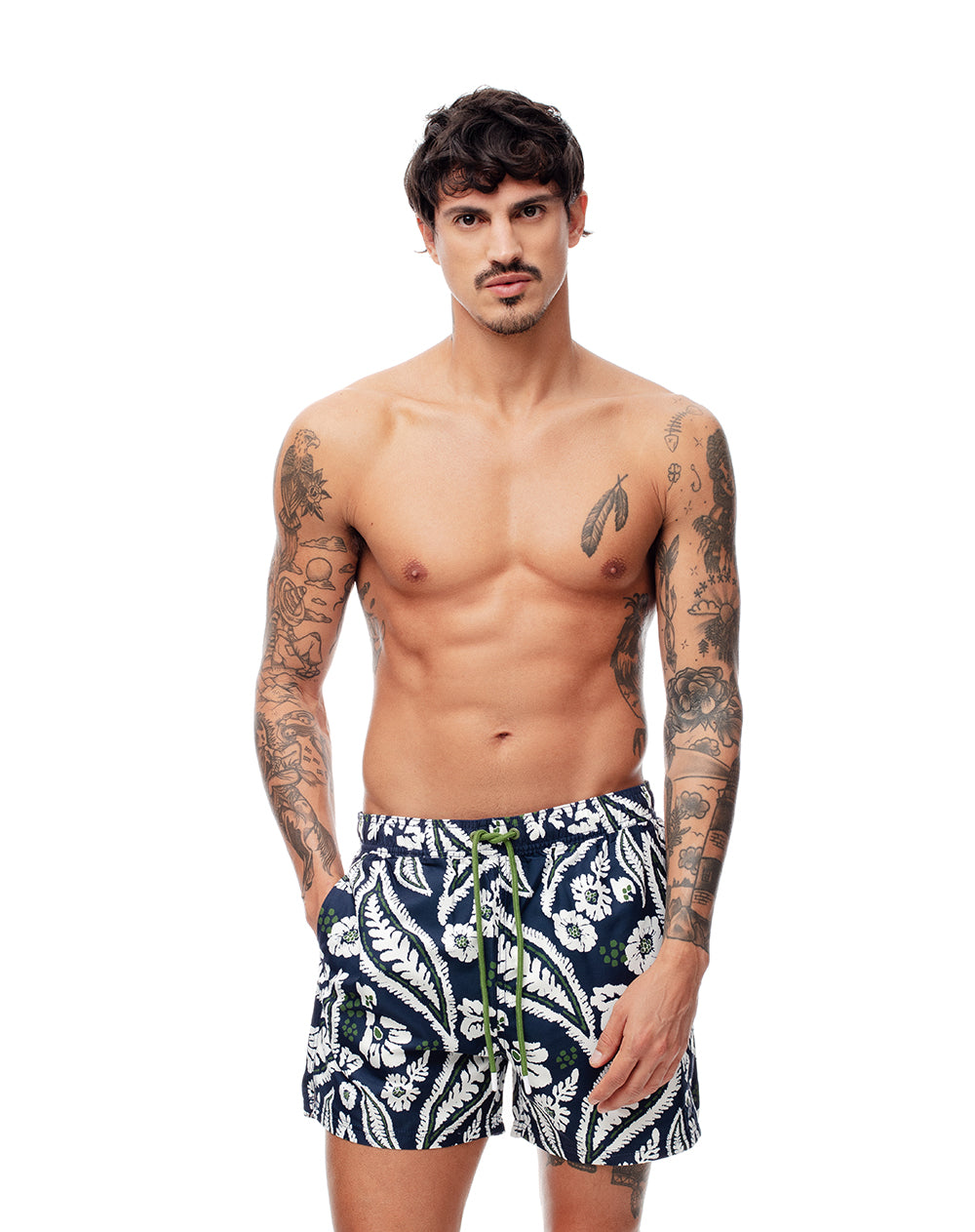 Pantaloneta azul estampado