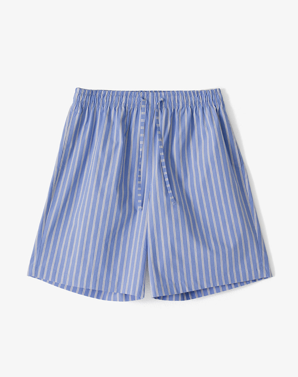 Camisa + bermuda de pijama algodón azul con rayas hombre