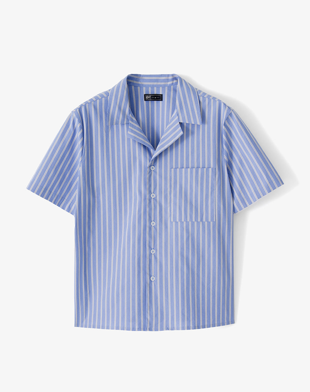 Camisa + bermuda de pijama algodón azul con rayas hombre