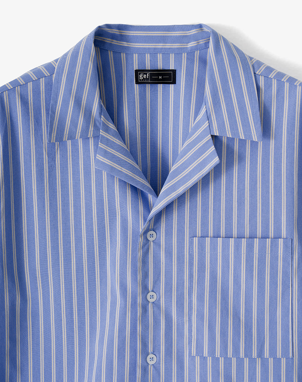 Camisa + bermuda de pijama algodón azul con rayas hombre