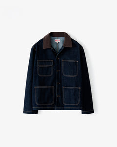Chaqueta denim utilitaria índigo oscuro hombre
