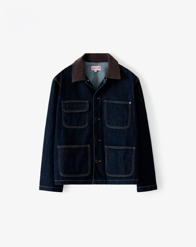 Chaqueta denim utilitaria índigo oscuro hombre