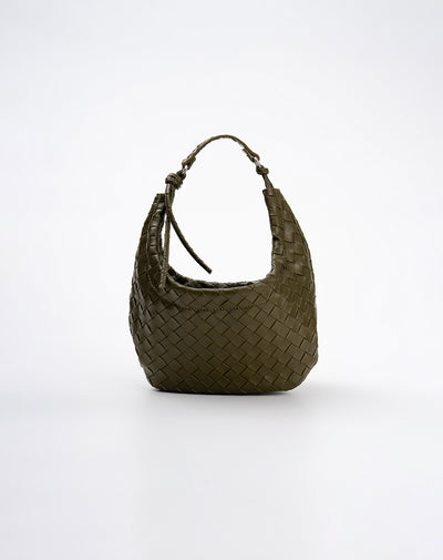 Bolso hobo efecto cuero trenzado verde mujer