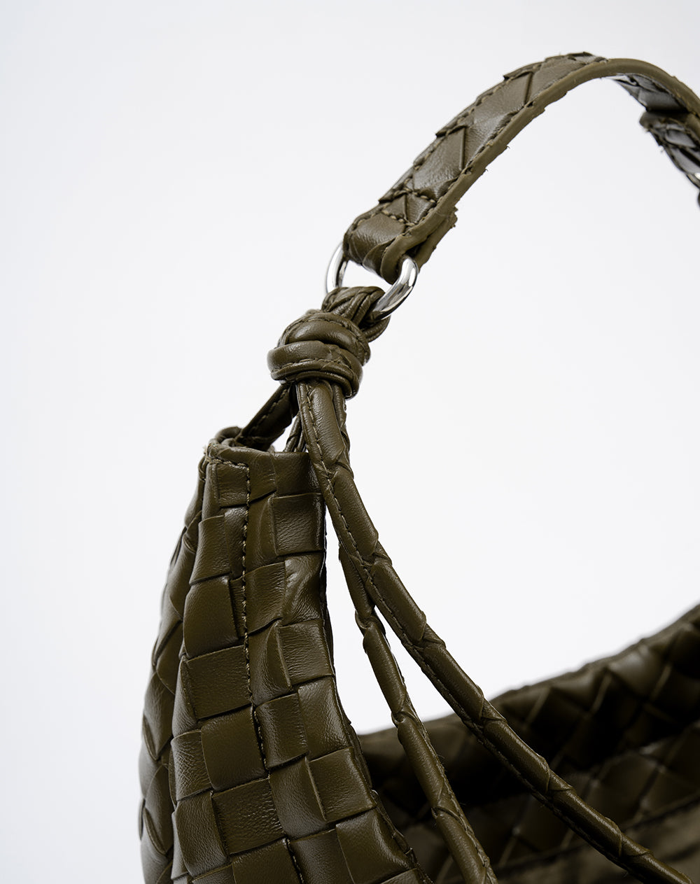 Bolso hobo efecto cuero trenzado verde mujer