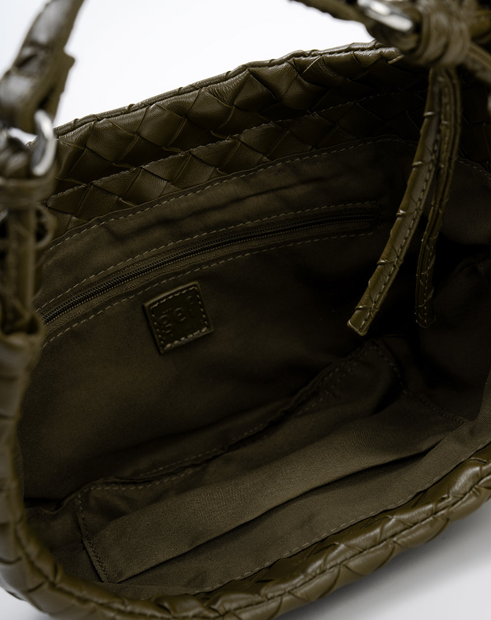 Bolso hobo efecto cuero trenzado verde mujer