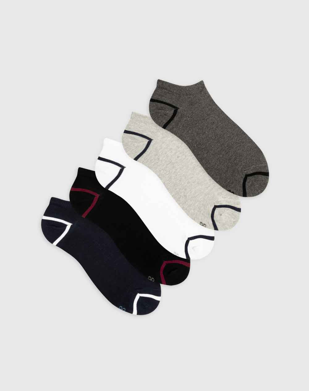 Medias para hombre tobilleras cortas algodón pack x5unds surtidas