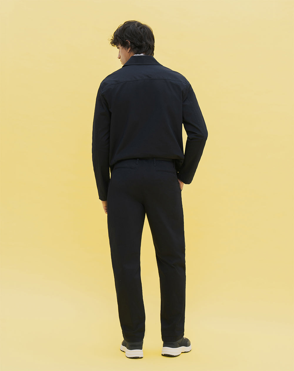 Pantalón regular fit tiro medio en drill azul