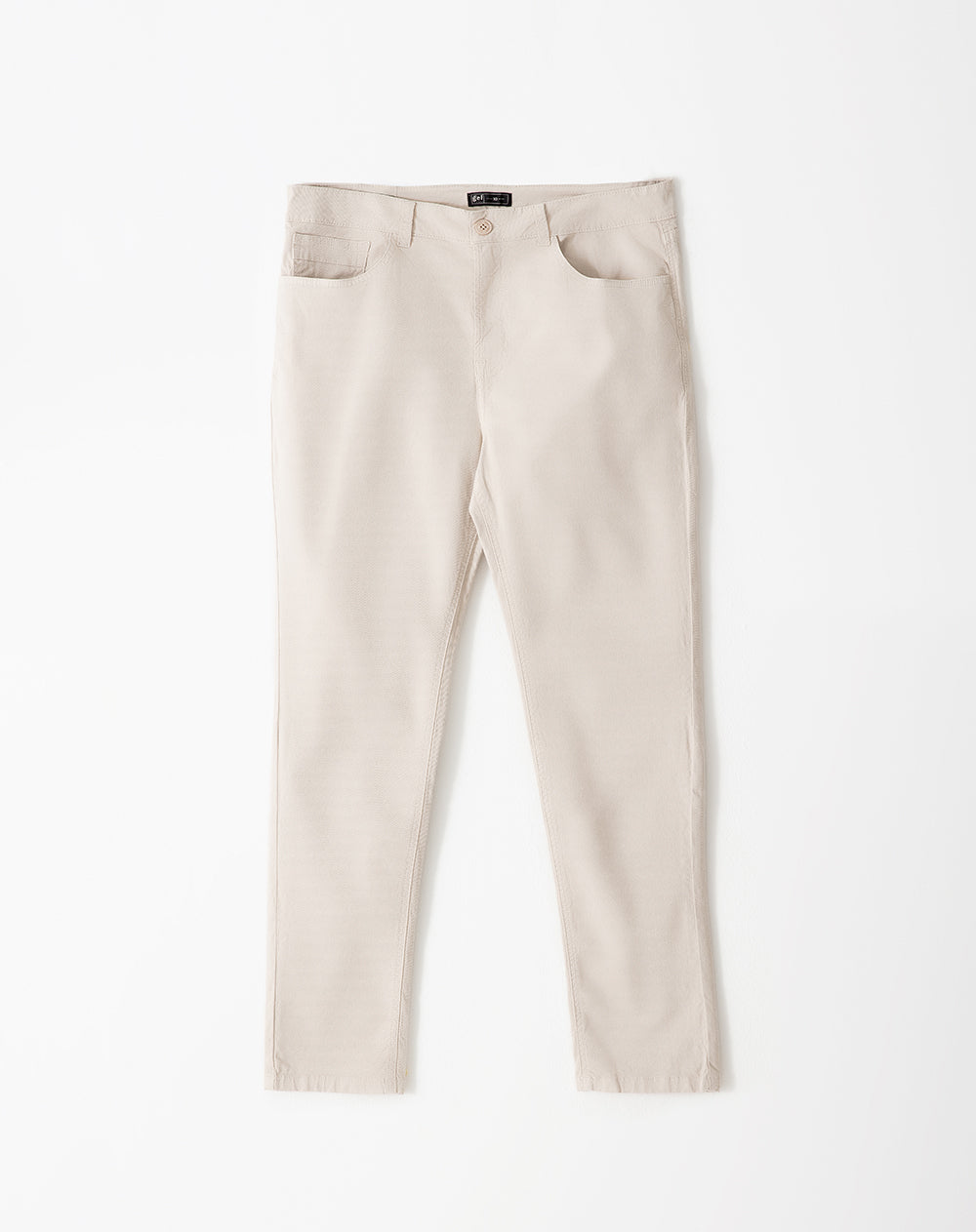 Pantalón slim fit tiro medio en drill arena