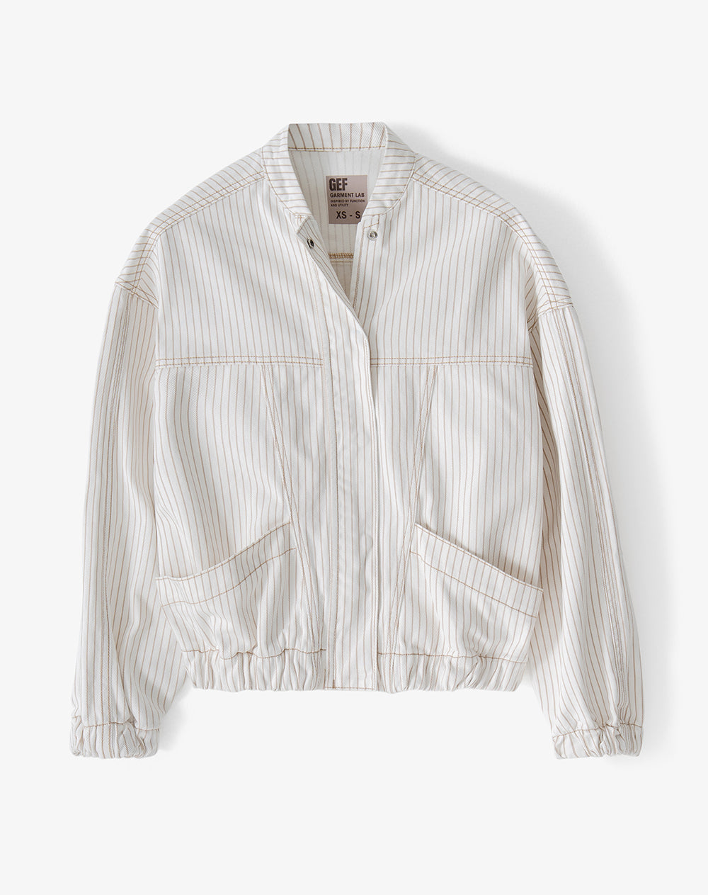 Chaqueta bomber oversized crudo rayas mujer