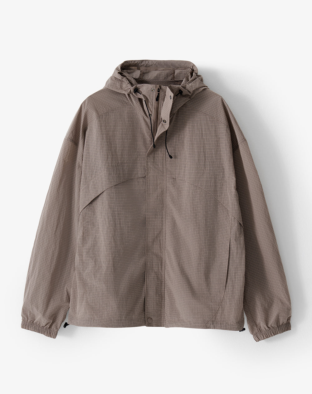 Chaqueta rompevientos café cuadros hombre