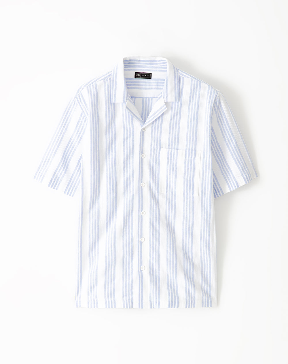 Camisa regular fit manga corta blanca con rayas