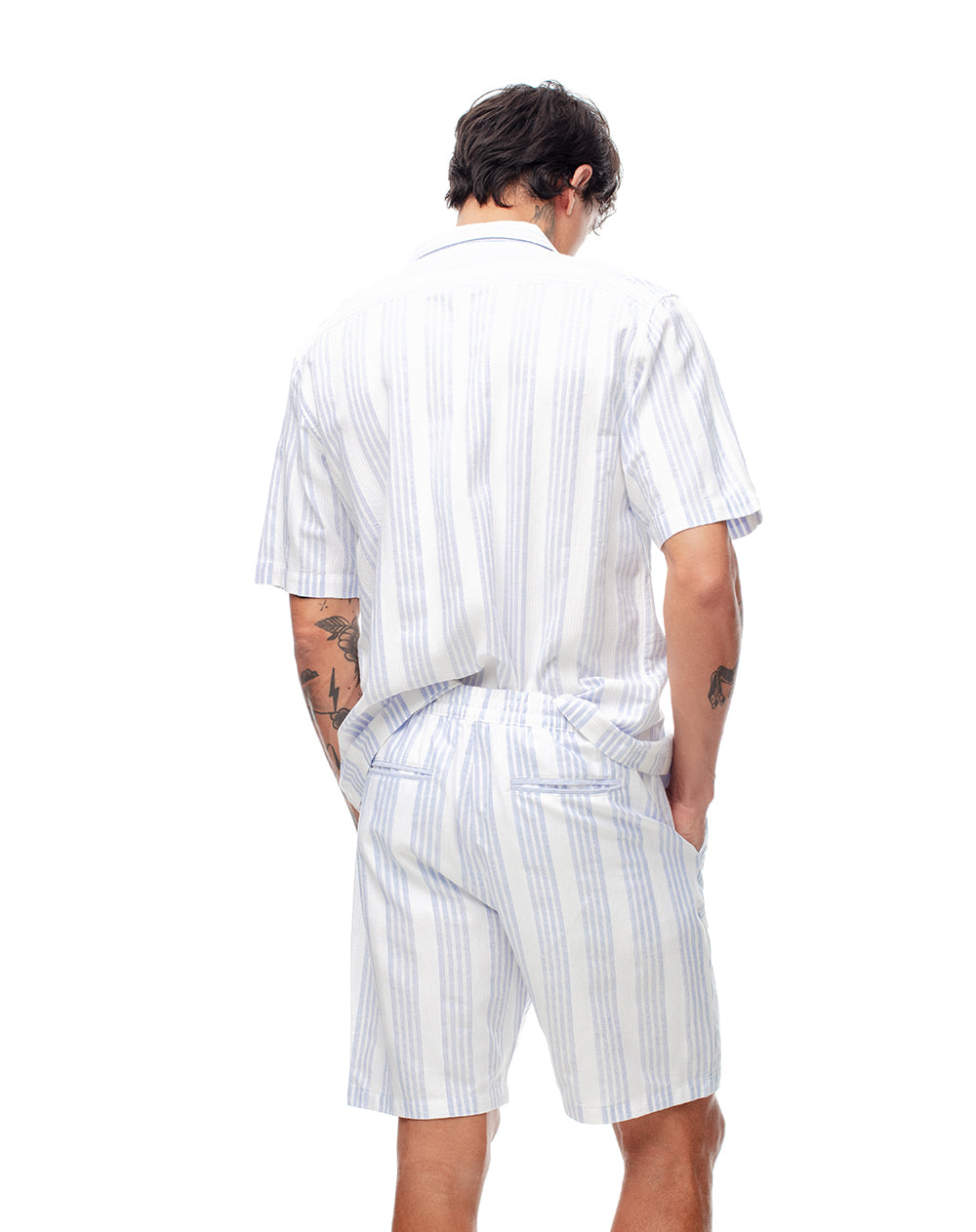 Pantaloneta blanco rayas