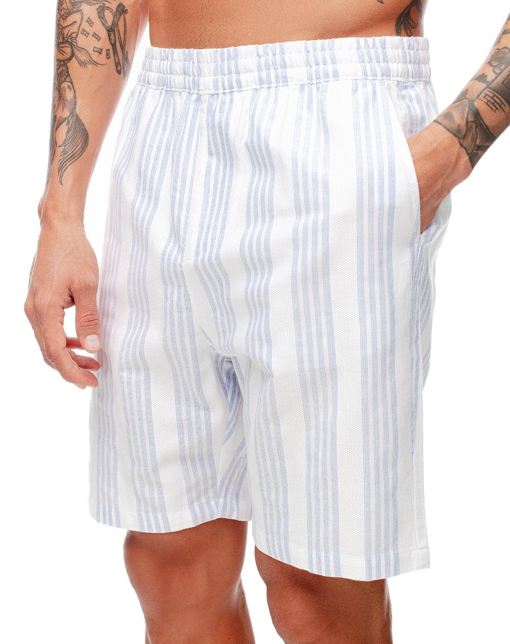 Pantaloneta blanco rayas
