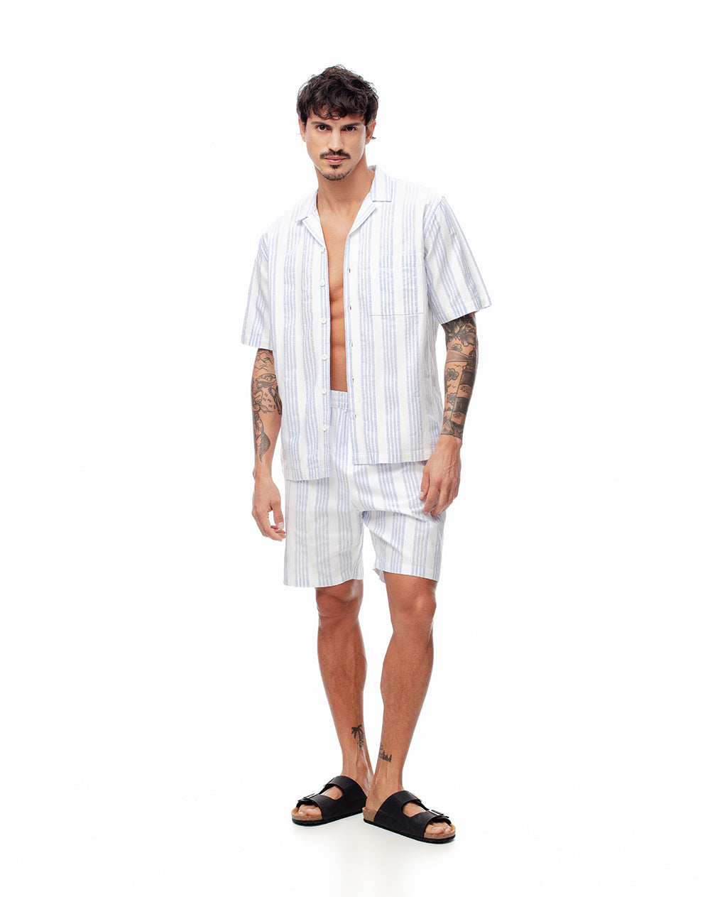 Pantaloneta blanco rayas