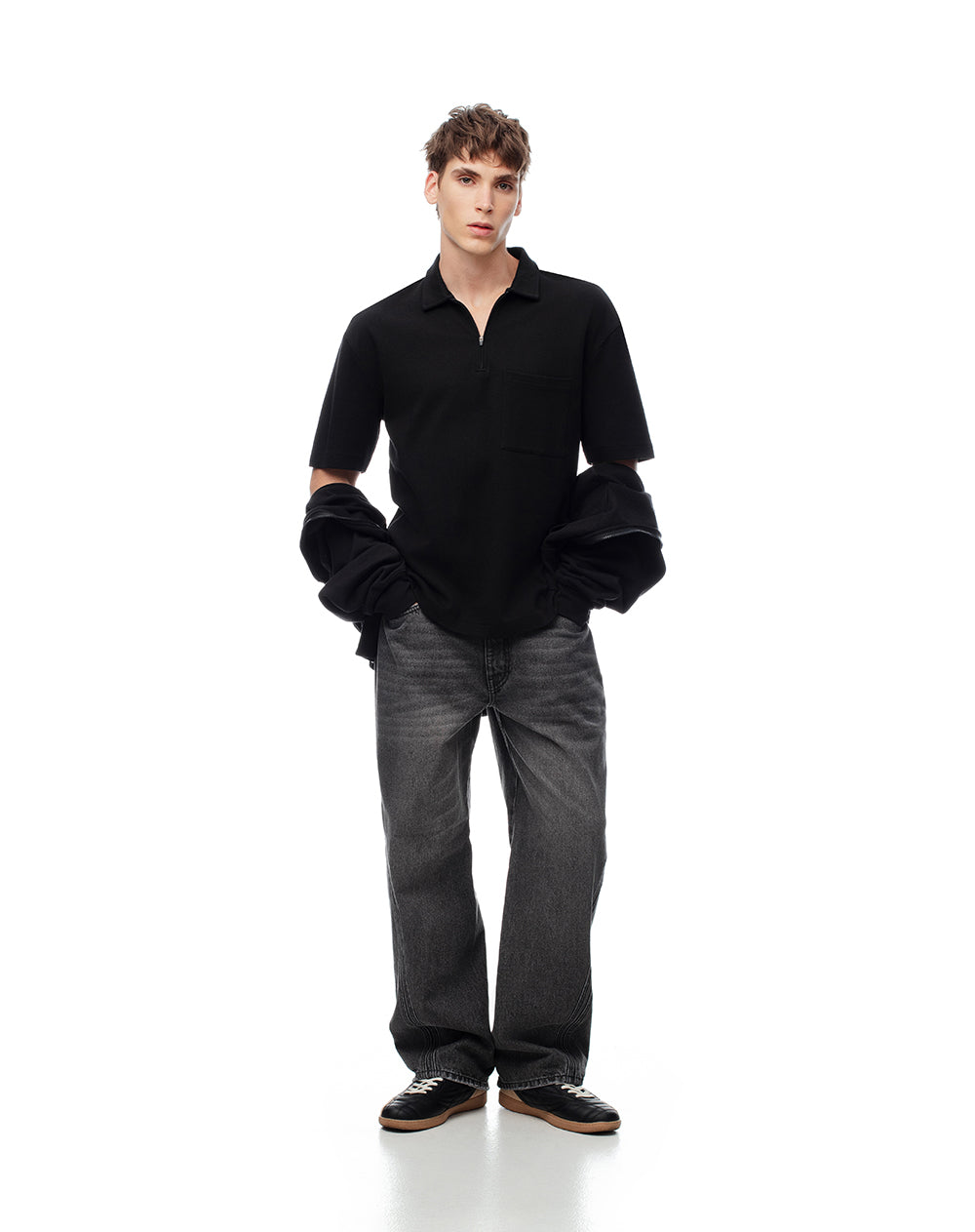 Jean oversized fit tiro medio denim negro