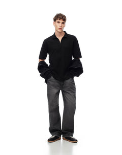 Jean oversize algodón negro hombre