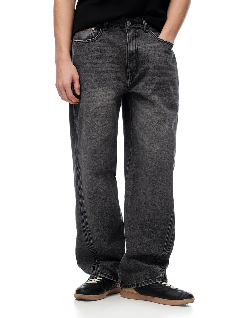 Jean oversized fit tiro medio denim negro