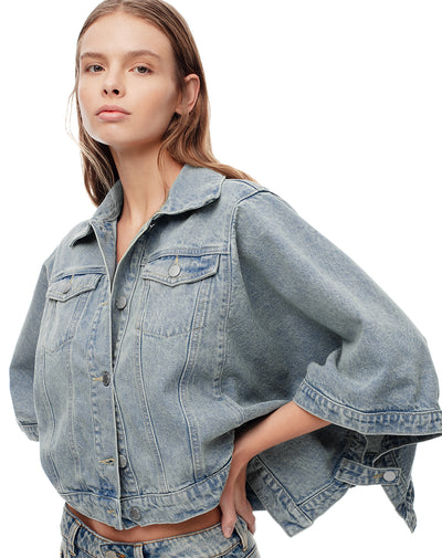 Chaqueta regular fit sin capucha índigo medio