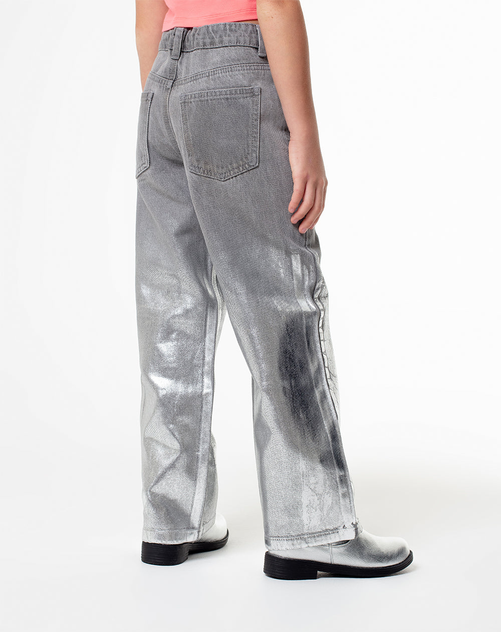 Jean regular fit tiro medio denim gris