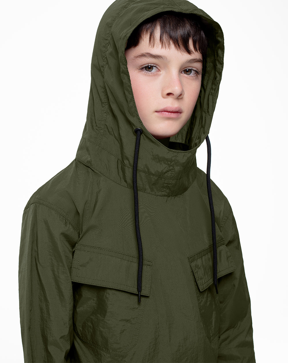 Chaqueta regular fit con capucha verde