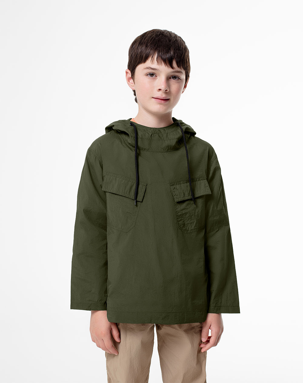 Chaqueta regular fit con capucha verde