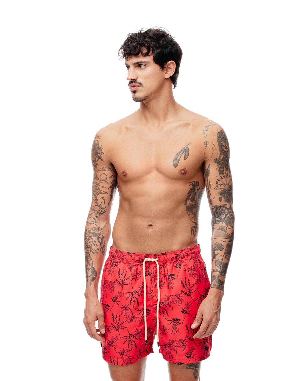 Pantaloneta rojo estampado