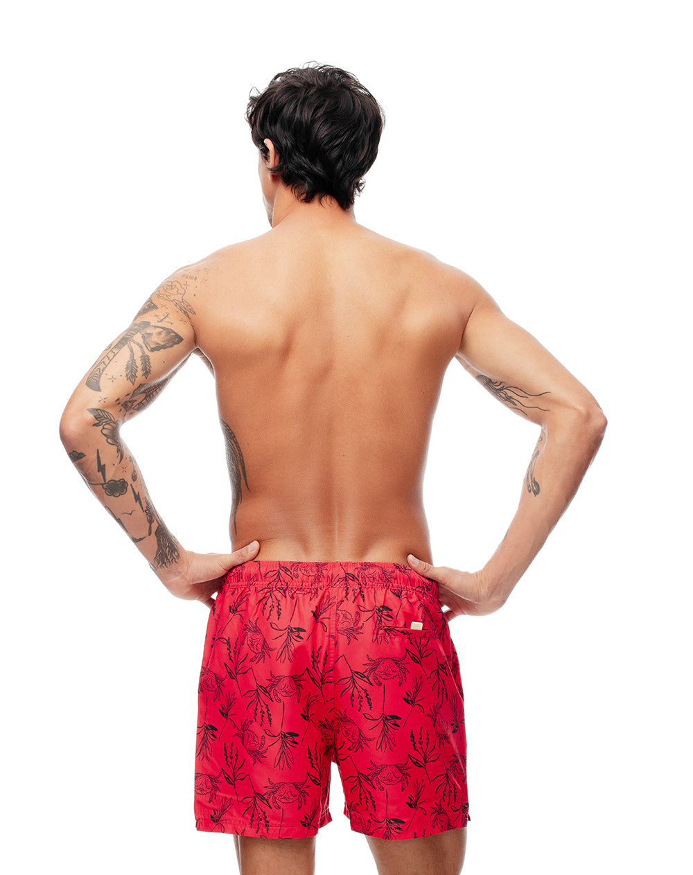 Pantaloneta rojo estampado