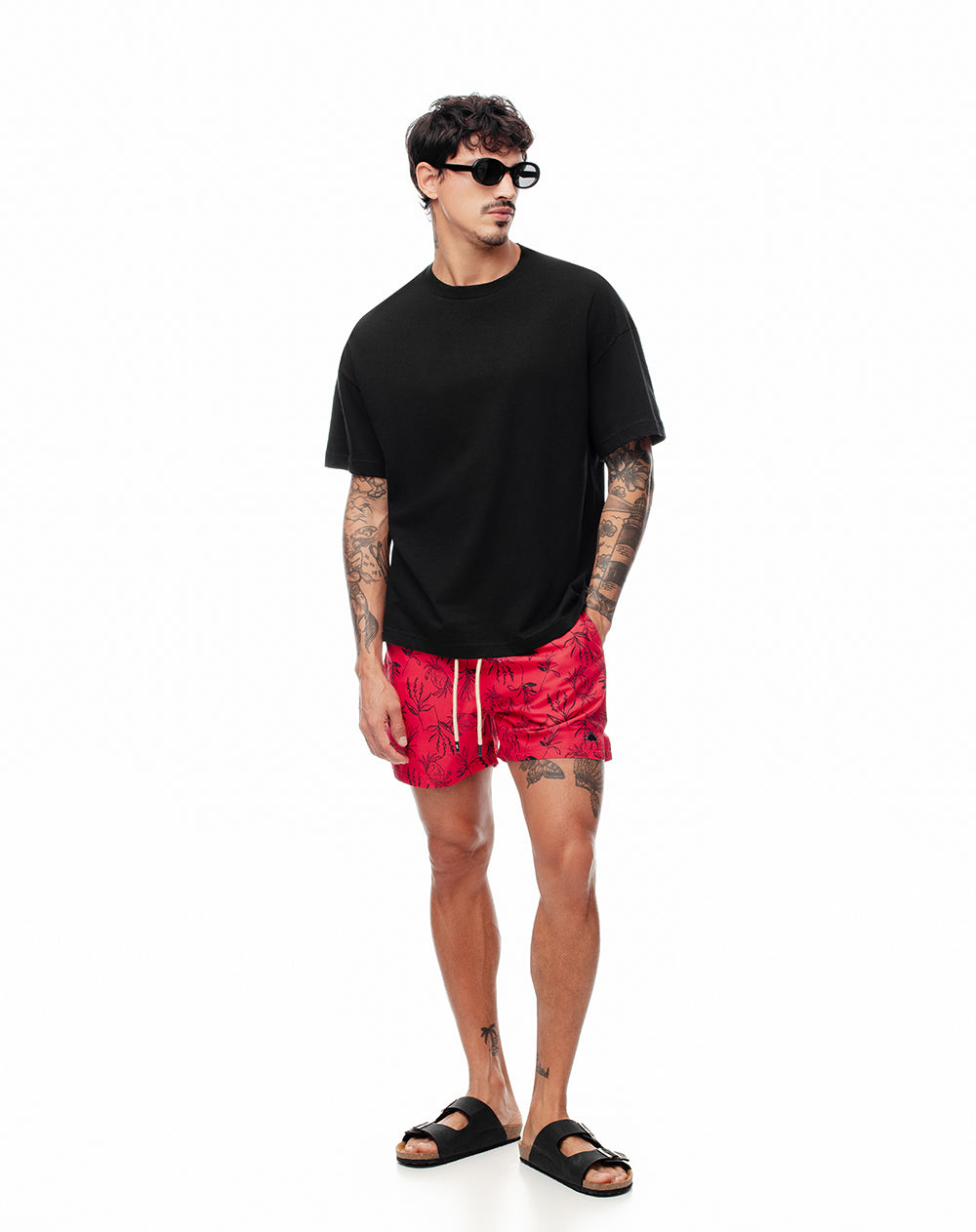 Pantaloneta rojo estampado