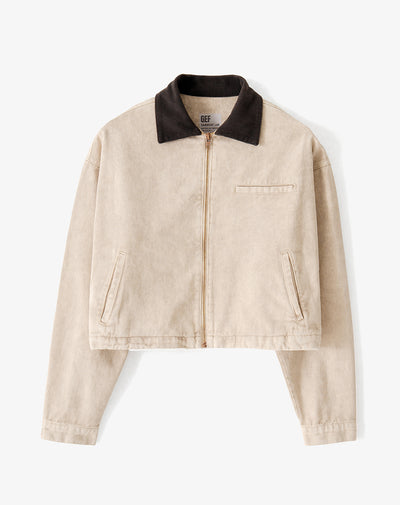 Chaqueta regular fit denim habano mujer