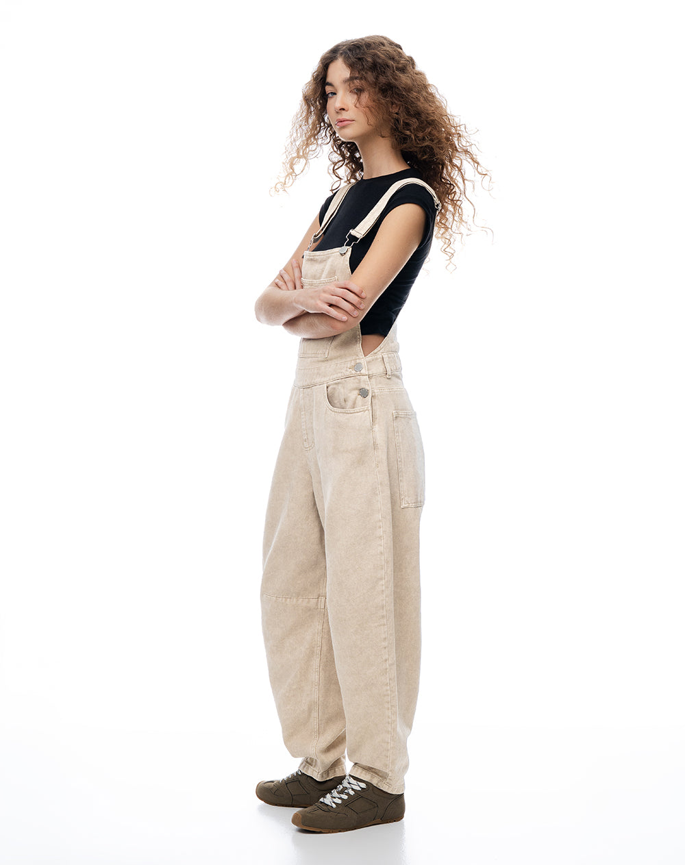 Overol largo denim habano mujer