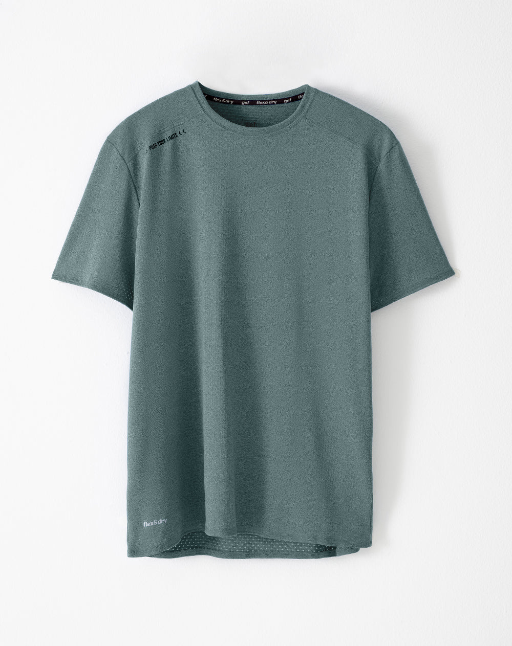 Camiseta slim fit manga corta azul jaspeada