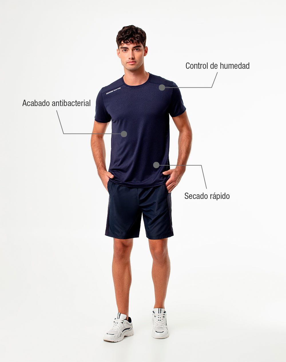 Camiseta deportiva control humedad azul hombre