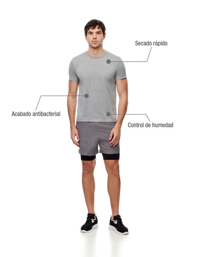 Camiseta deportiva control humedad gris hombre