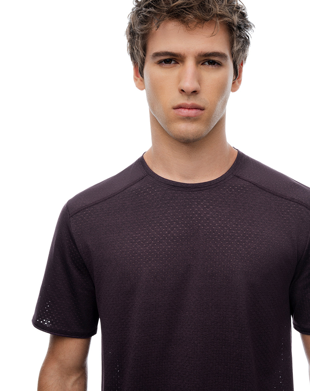 Camiseta slim manga corta morado hombre