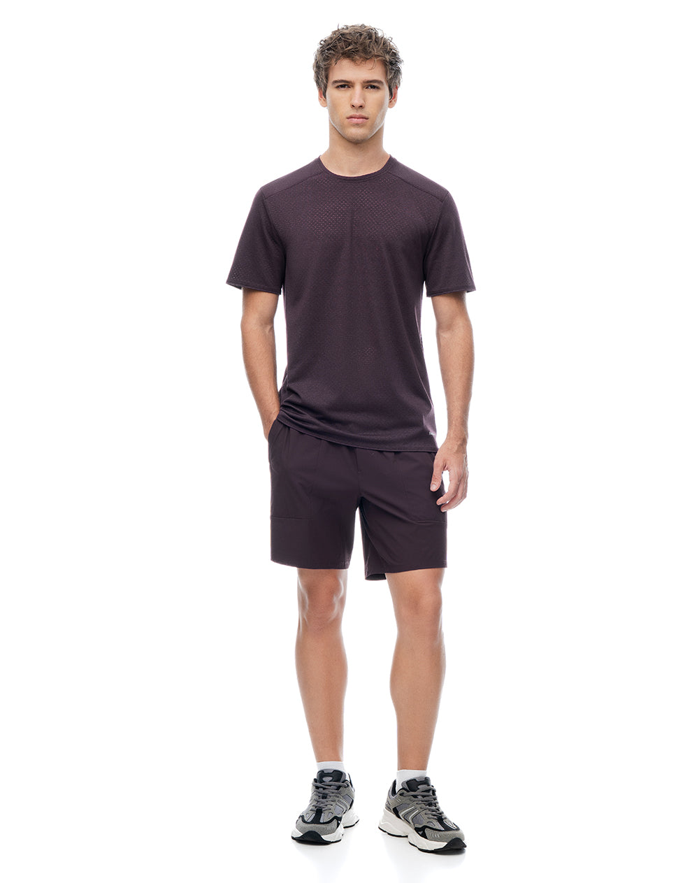 Camiseta slim manga corta morado hombre