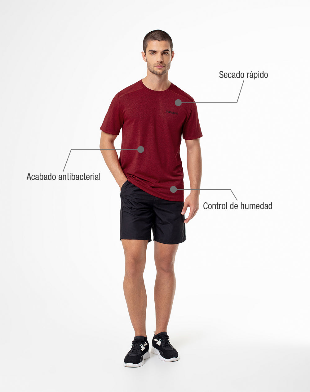 Camiseta deportiva control humedad roja hombre