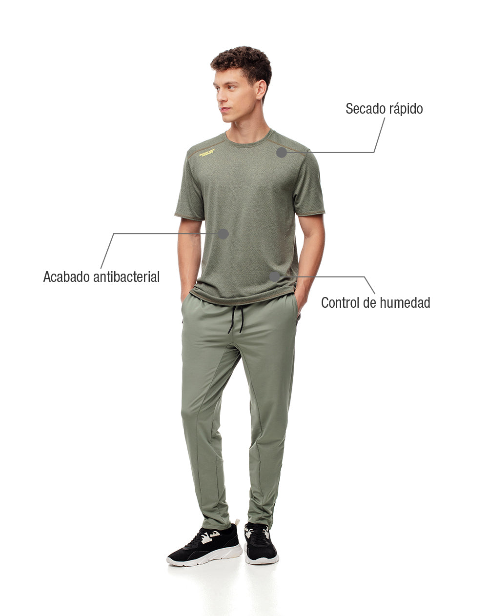 Camiseta deportiva control humedad verde hombre