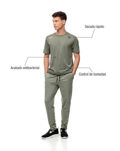 Camiseta deportiva control humedad verde hombre