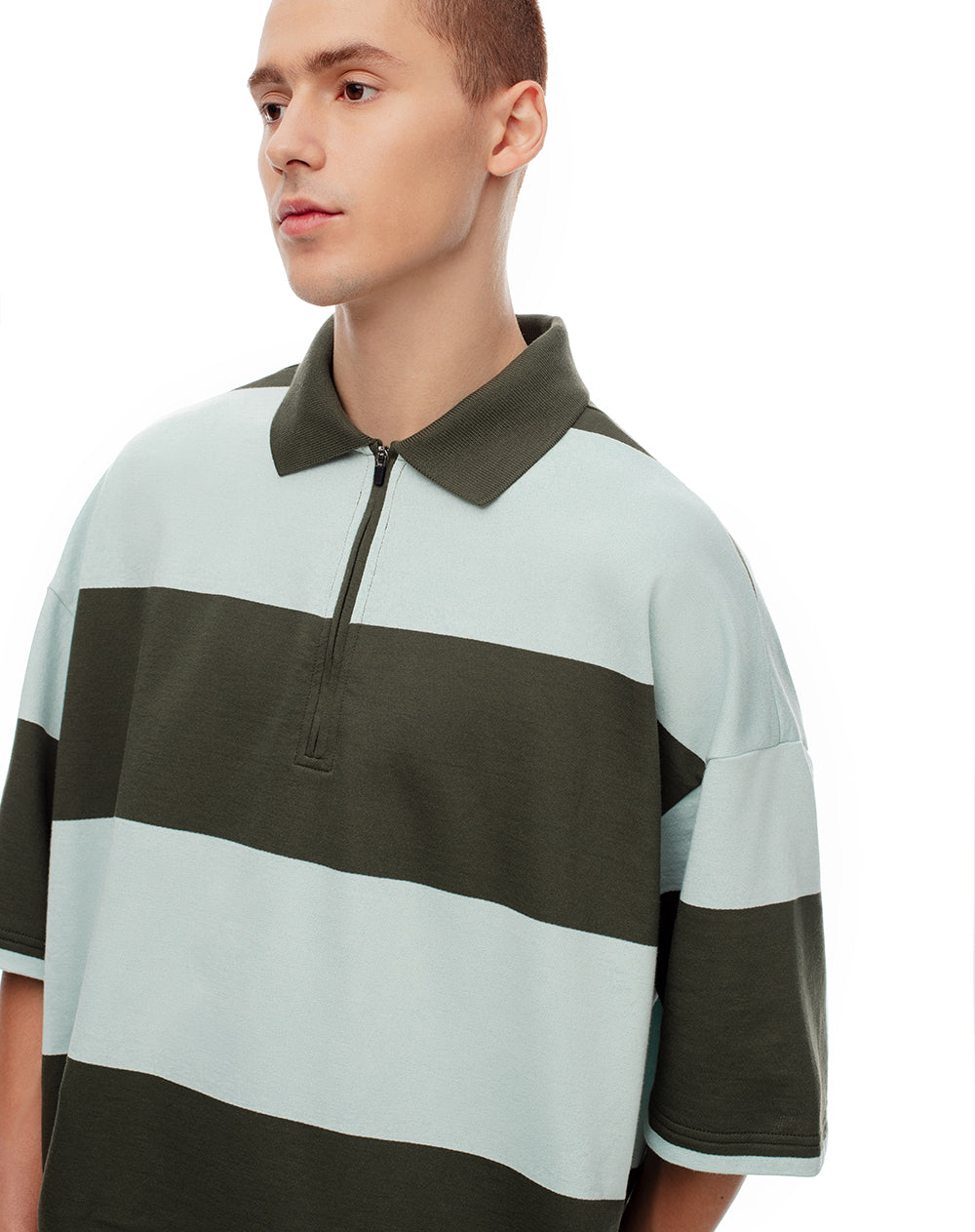 Polo oversized fit verde con rayas