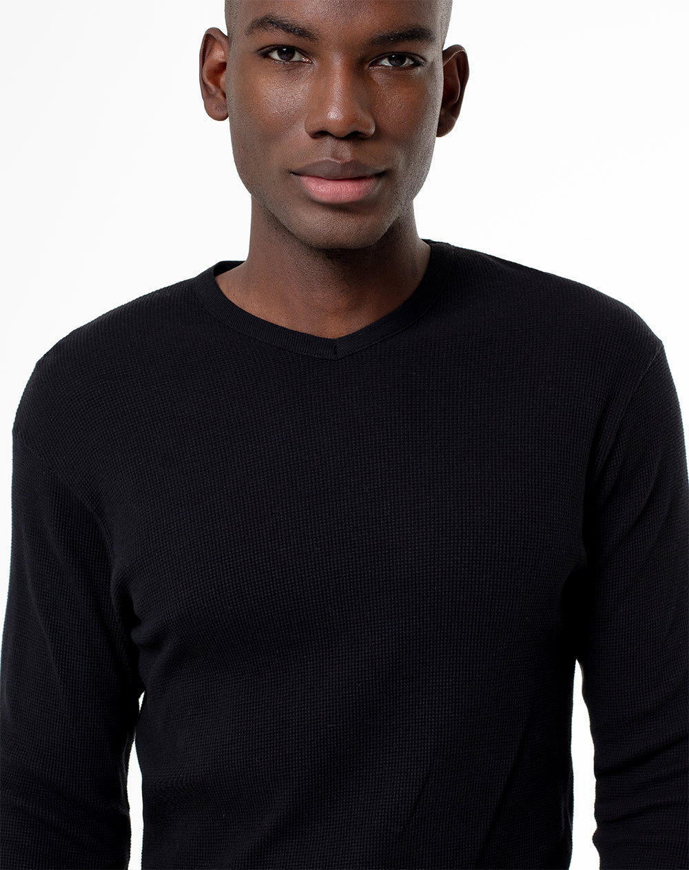 Camiseta slim fit manga larga negra
