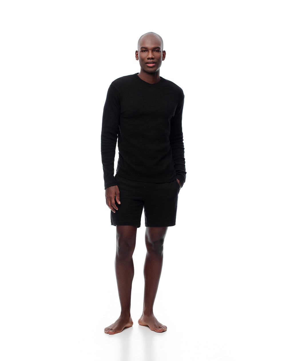 Camiseta slim fit manga larga negra