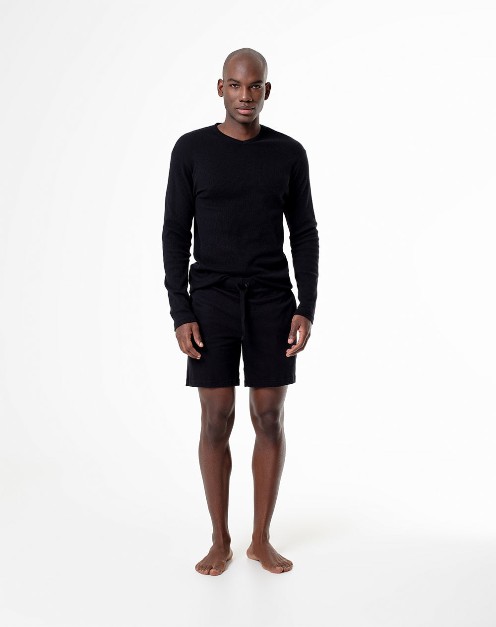 Camiseta slim fit manga larga negra