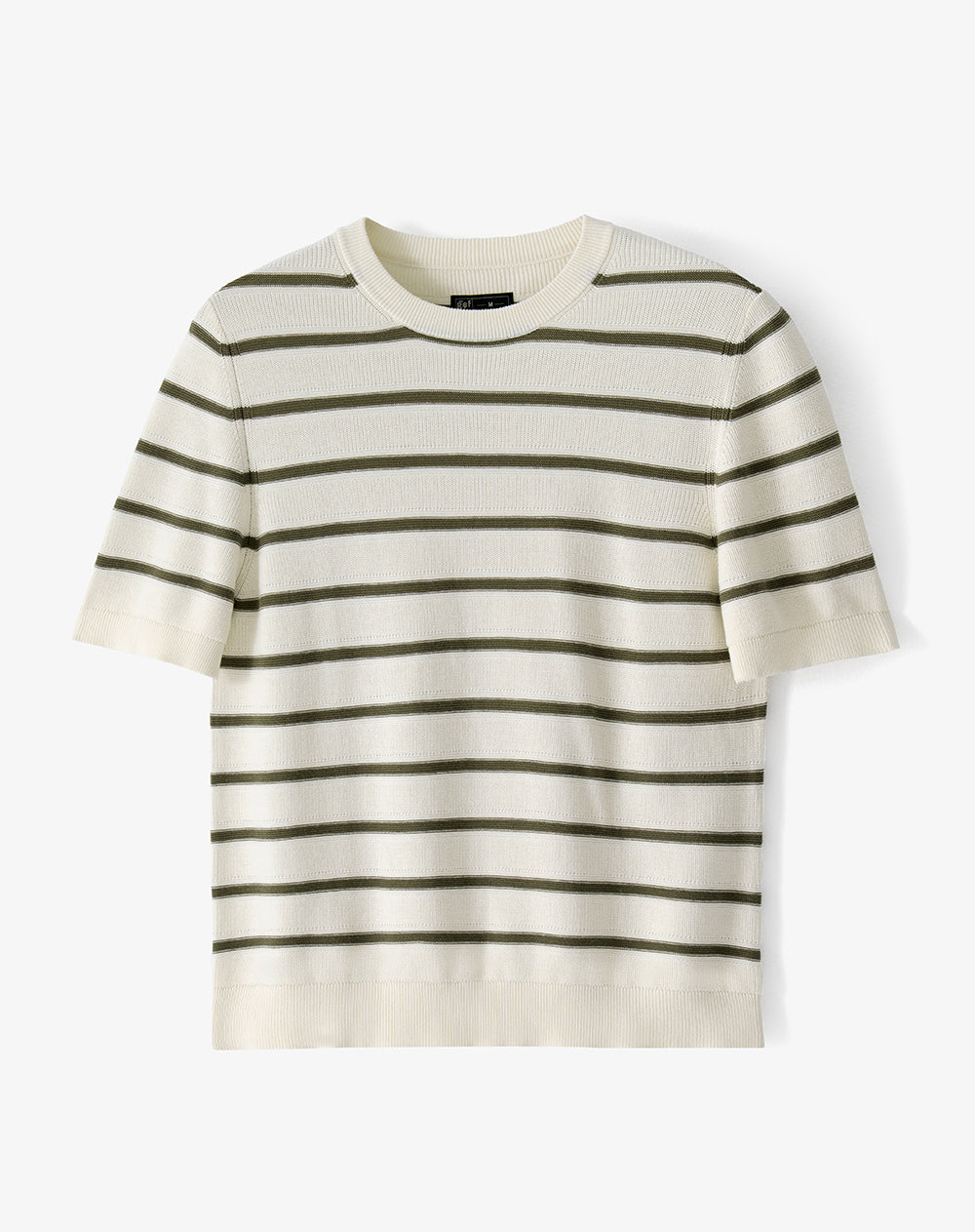 Camiseta manga corta regular tejido de punto rayas hombre