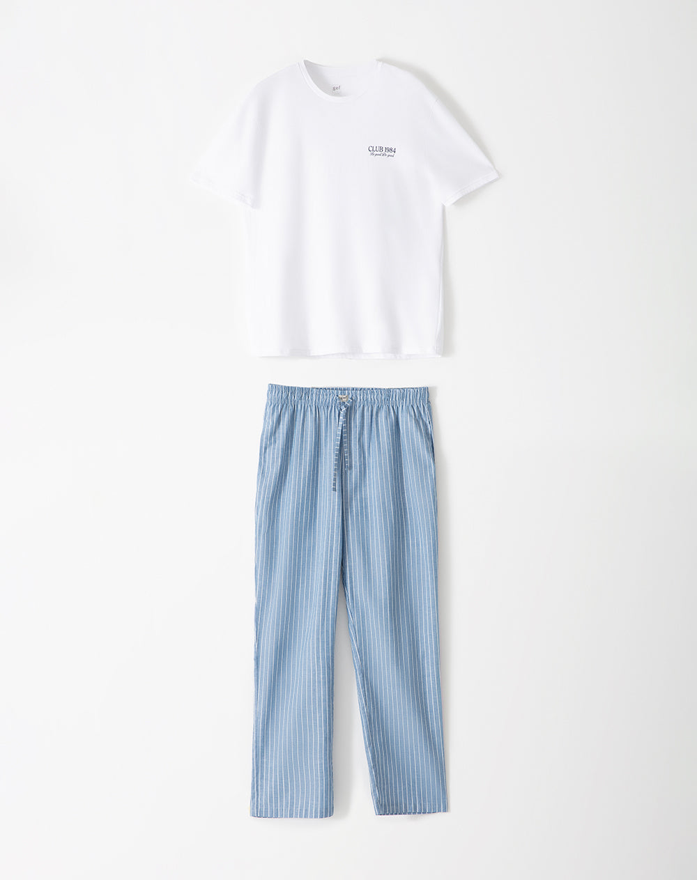 Pijama regular fit manga corta blanca
