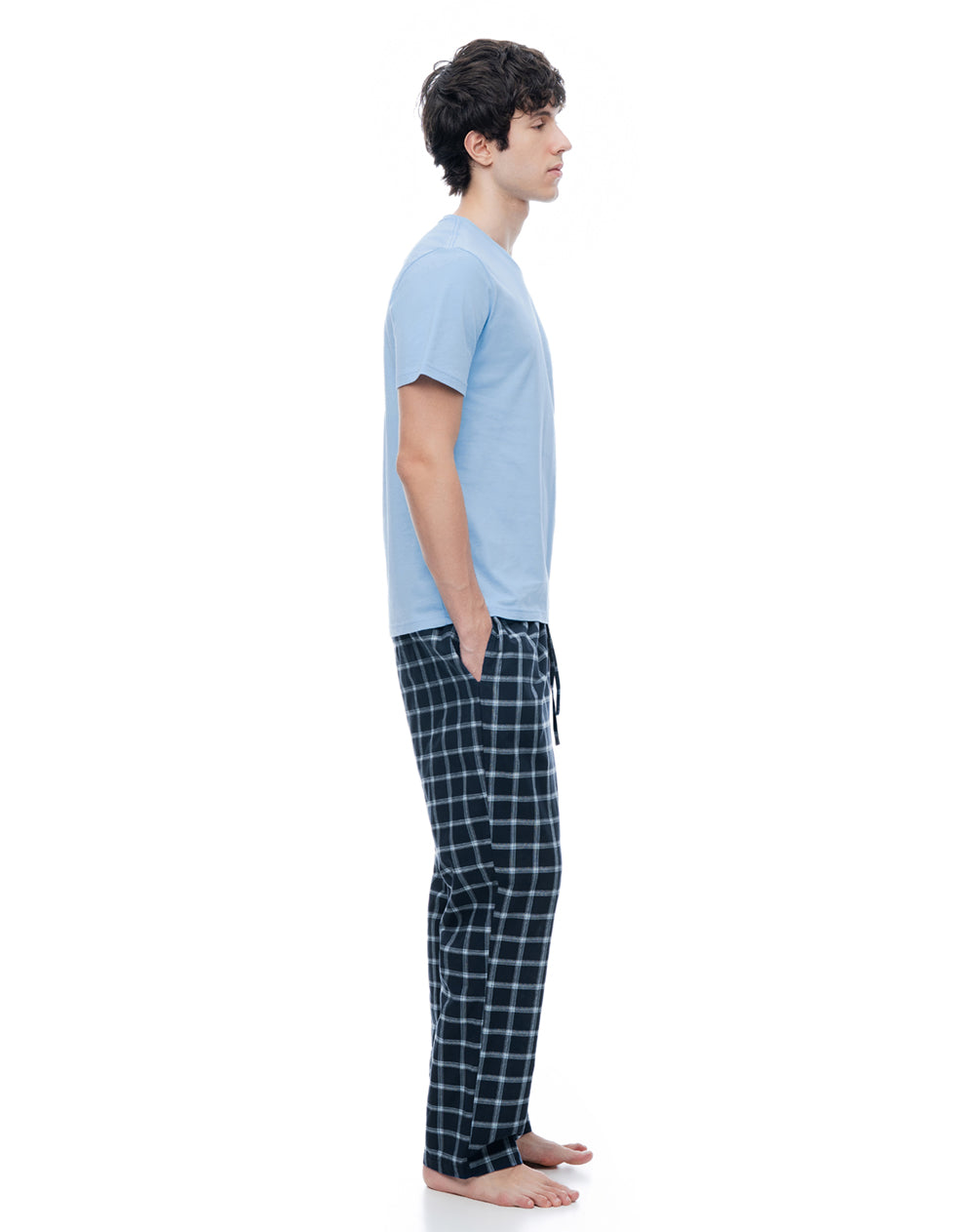 Camiseta + pantalón de pijama algodón azul hombre