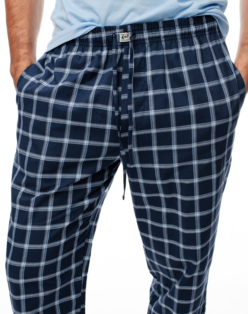 Camiseta + pantalón de pijama algodón azul hombre