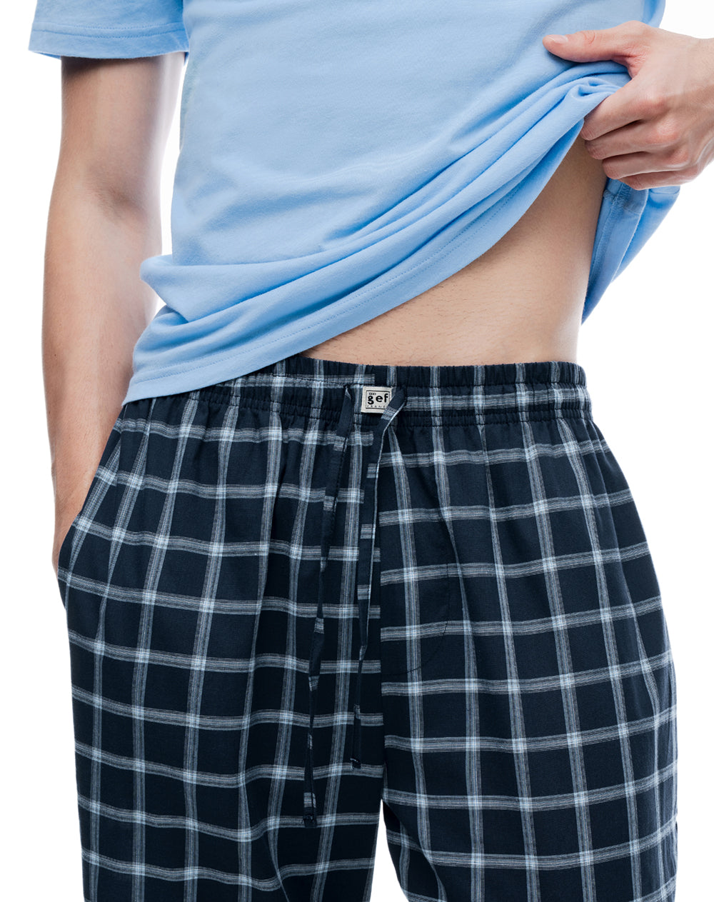 Camiseta + pantalón de pijama algodón azul hombre