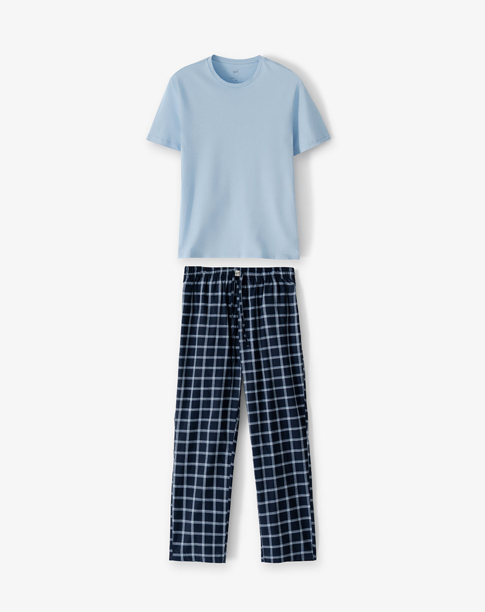 Camiseta + pantalón de pijama algodón azul hombre