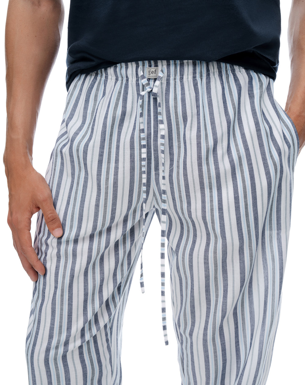 Pijama relaxed manga corta azul con rayas hombre