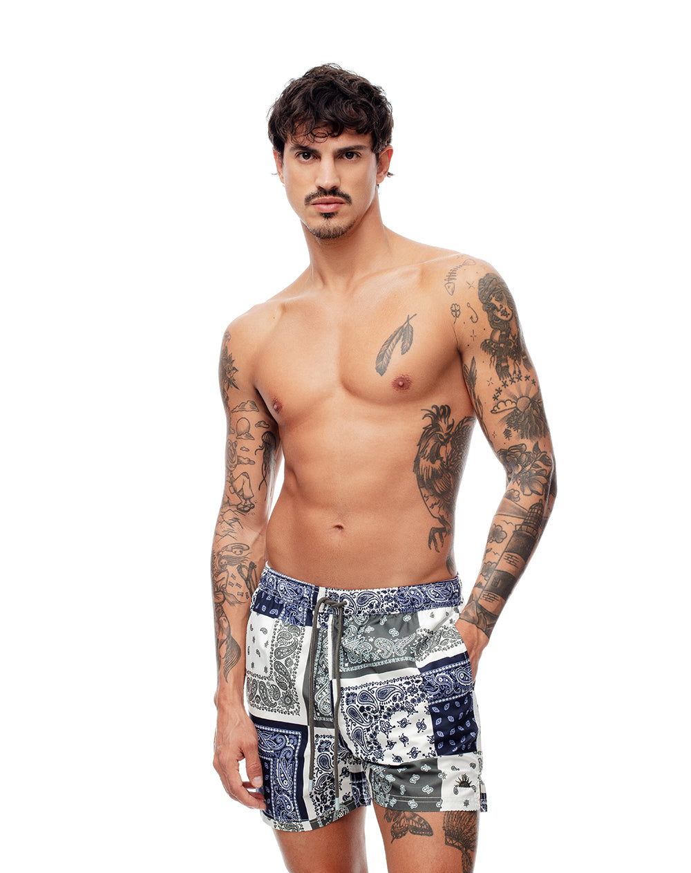 Pantaloneta blanco estampado